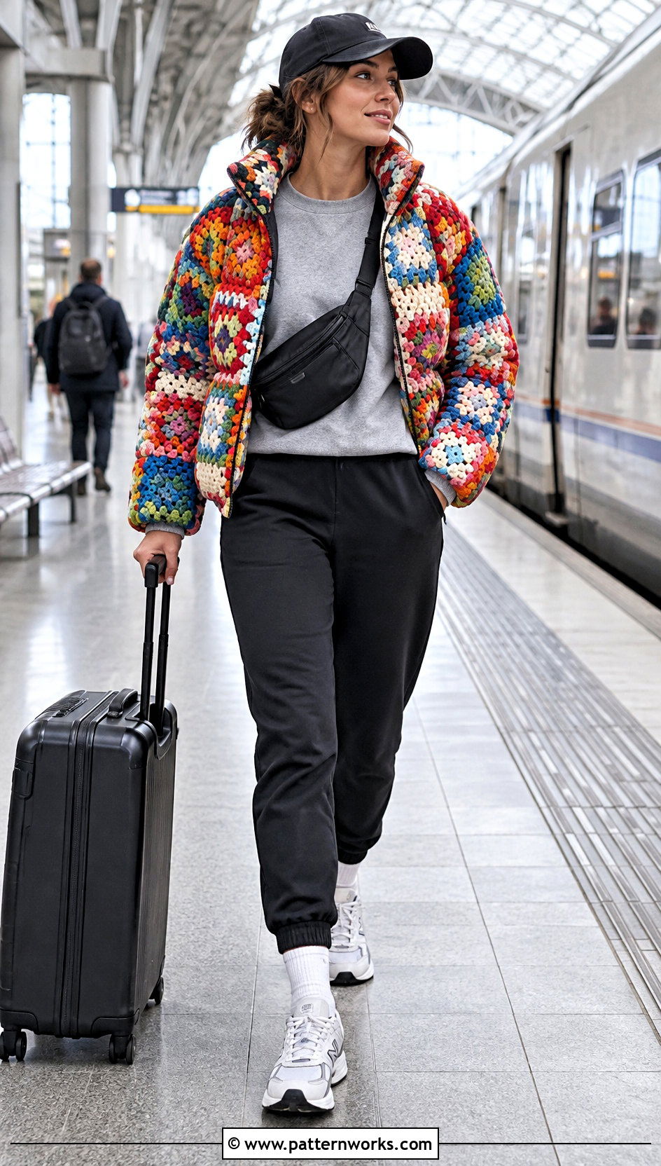 Crochet Puffer Jacket With Sweater And Joggers - 30 crochet puffer jacket outfit ideas
