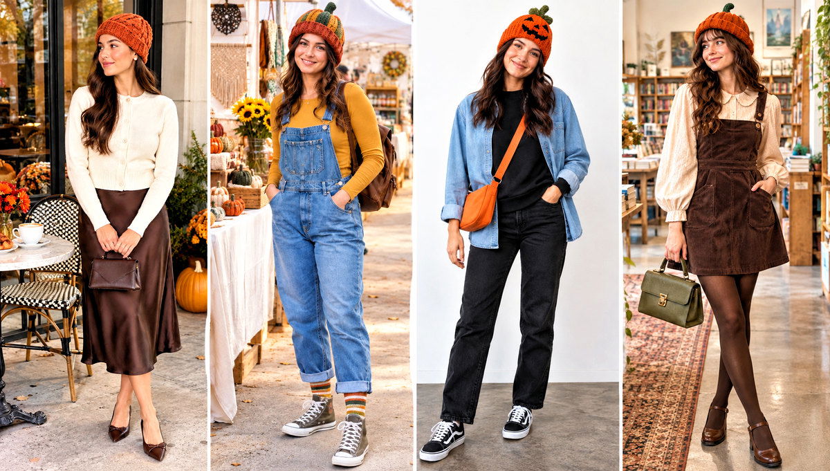 30 Crochet Pumpkin Beanie Outfit Ideas for Fall Walks