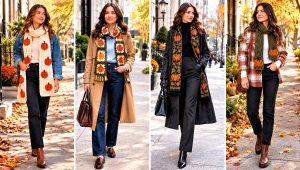 18 Crochet Pumpkin Scarf Outfit Ideas for Fall Walks