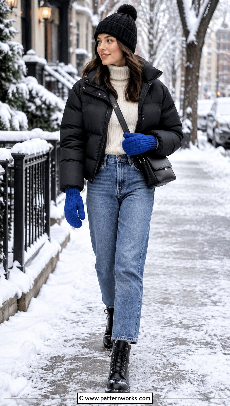 Crochet Ribbed Mittens With Puffer Jacket - 18 Crochet Ribbed Mittens outfit ideas