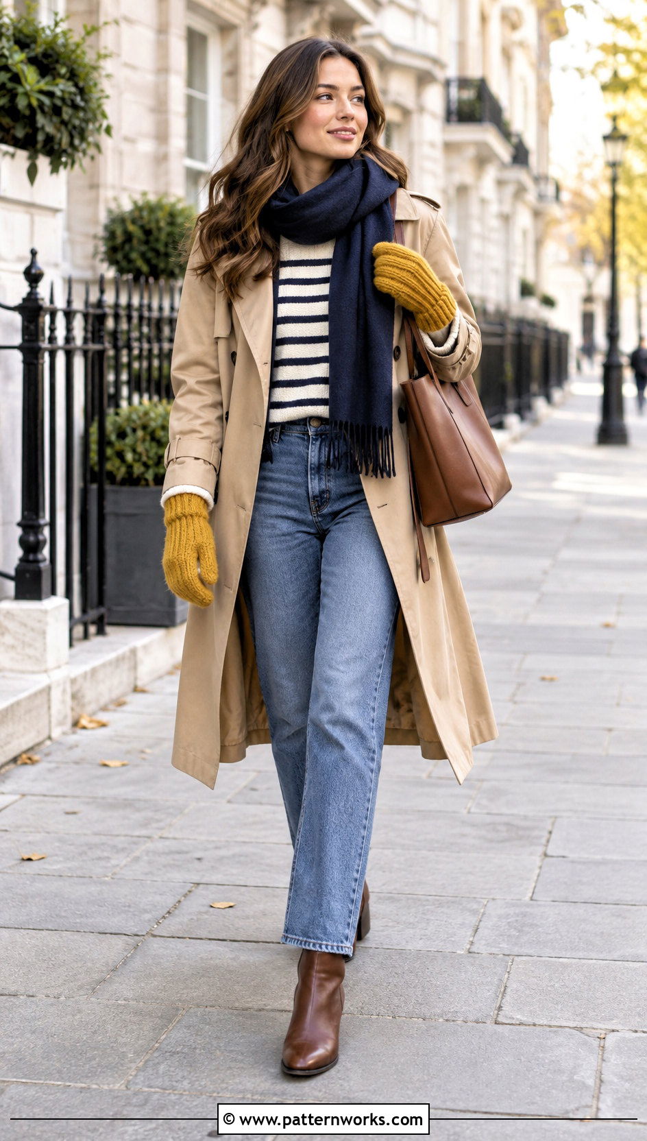Crochet Ribbed Mittens With Trench Coat - 18 Crochet Ribbed Mittens outfit ideas