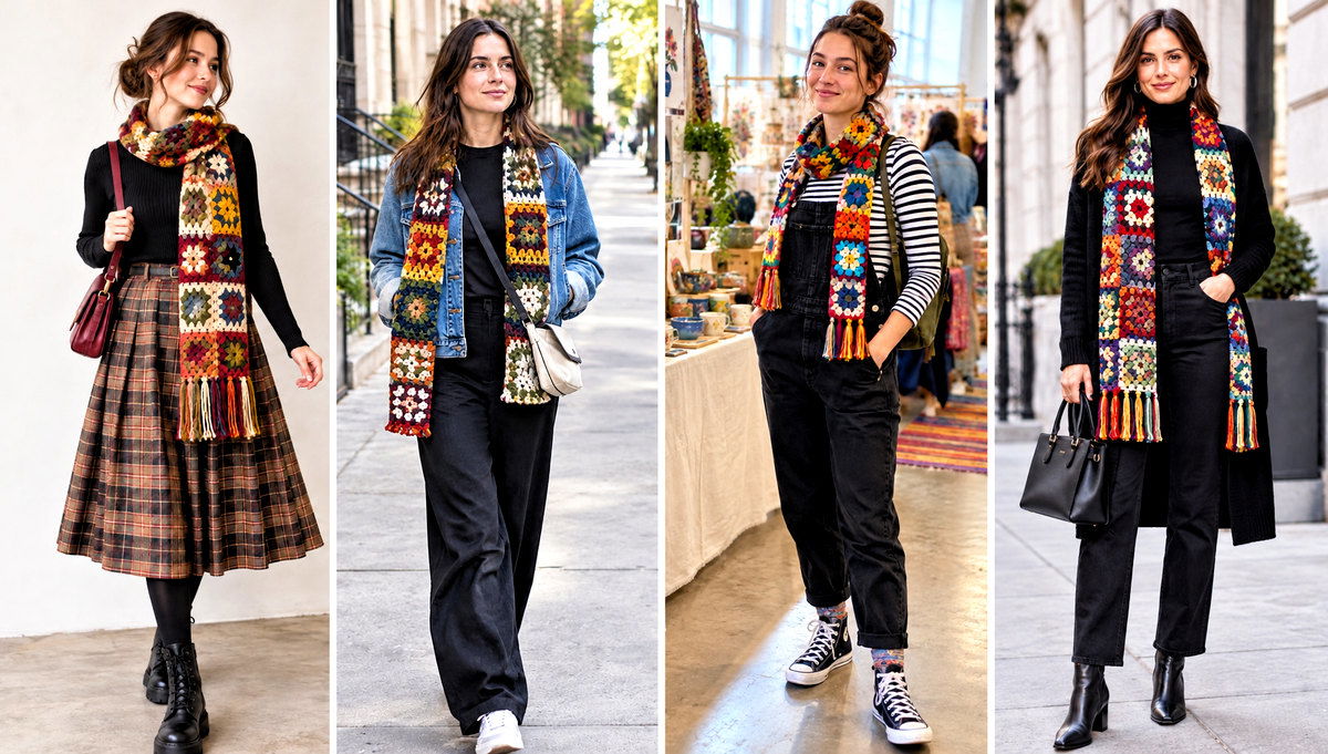 18 Crochet Sally Scarf Outfit Ideas for Crisp Fall Days