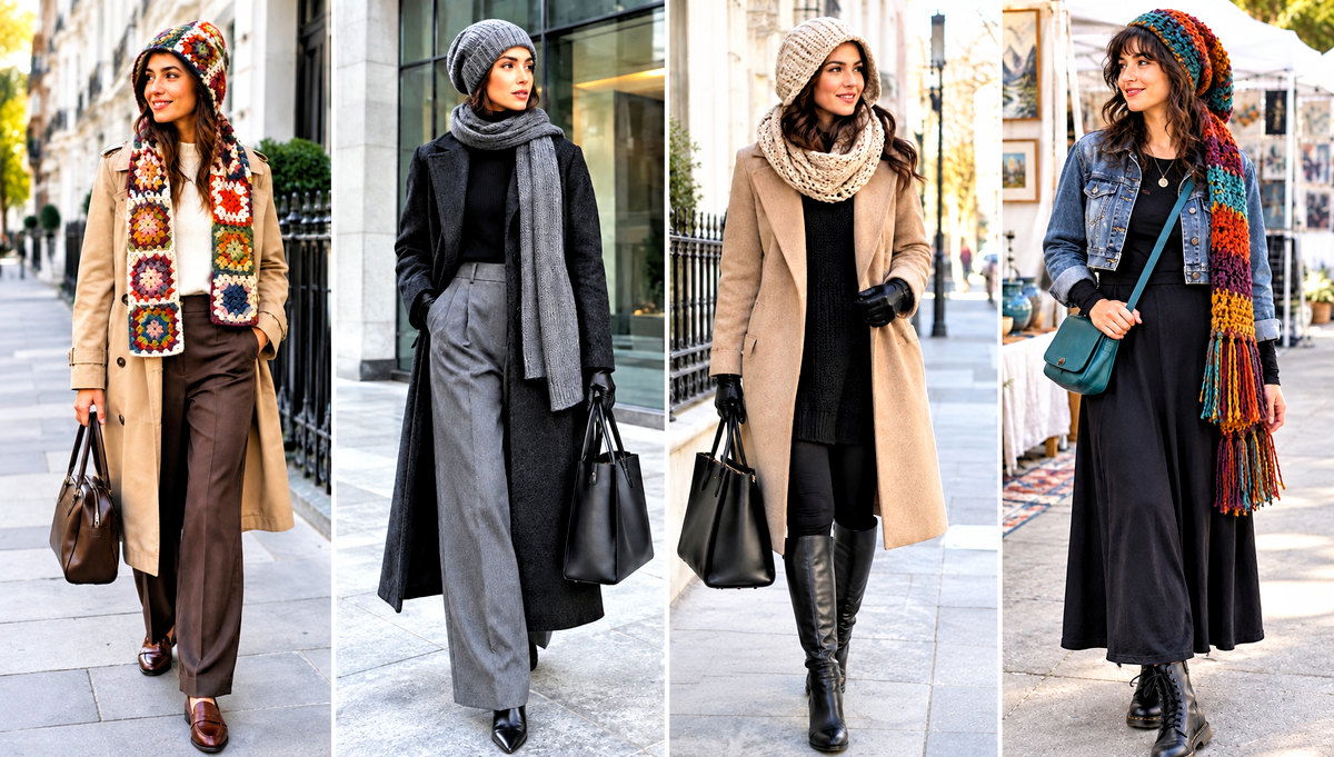 18 Crochet Scarf Hat Outfit Ideas for Cold Weather