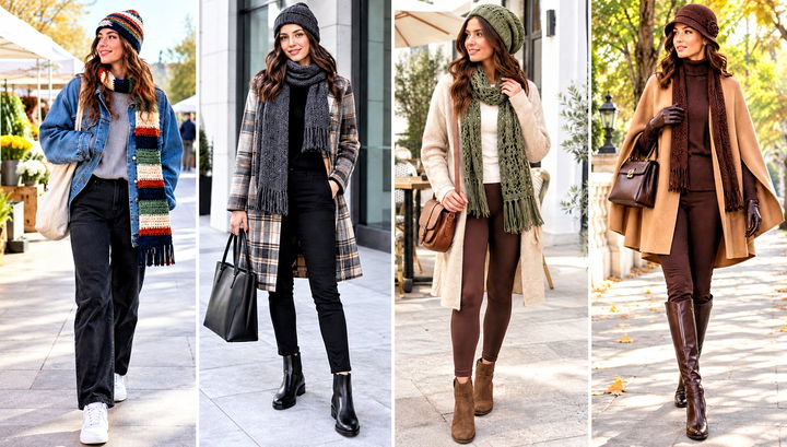 24 Crochet Scarf and Hat Set Outfit Ideas for Cold Days