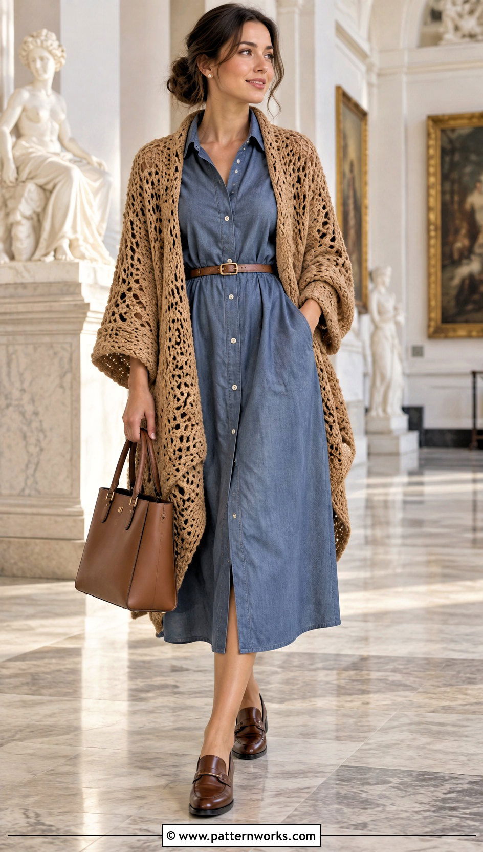Crochet Shawl With Sleeves And Shirt Dress - 30 crochet shawl with sleeves outfit ideas