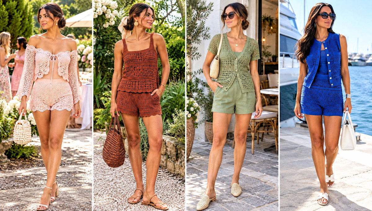 30 Crochet Shorts and Top Set Outfit Ideas for Sunny Days