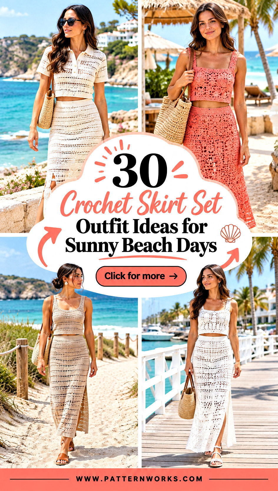 30 Crochet Skirt Set Outfit Ideas for Sunny Beach Days - 30 Crochet Skirt Set Outfit Ideas for Sunny Beach Days