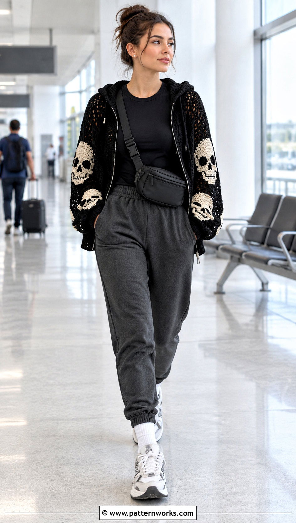 Crochet Skull Hoodie With Joggers - 30 crochet skull sweater outfit ideas