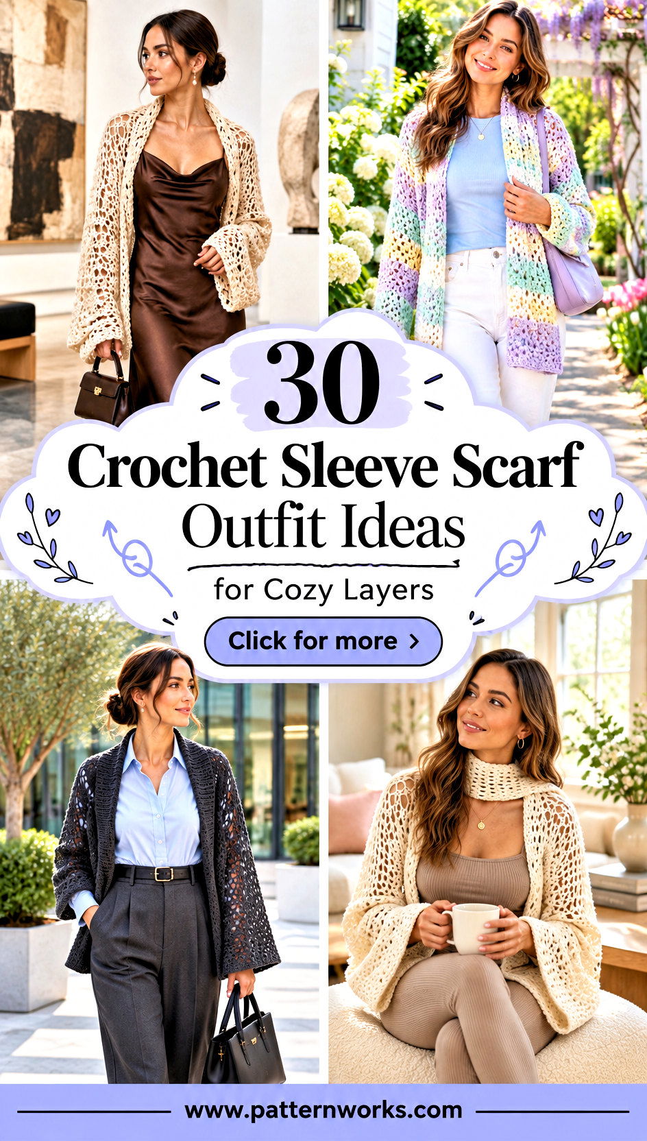 30 Crochet Sleeve Scarf Outfit Ideas for Cozy Layers - 30 Crochet Sleeve Scarf Outfit Ideas for Cozy Layers