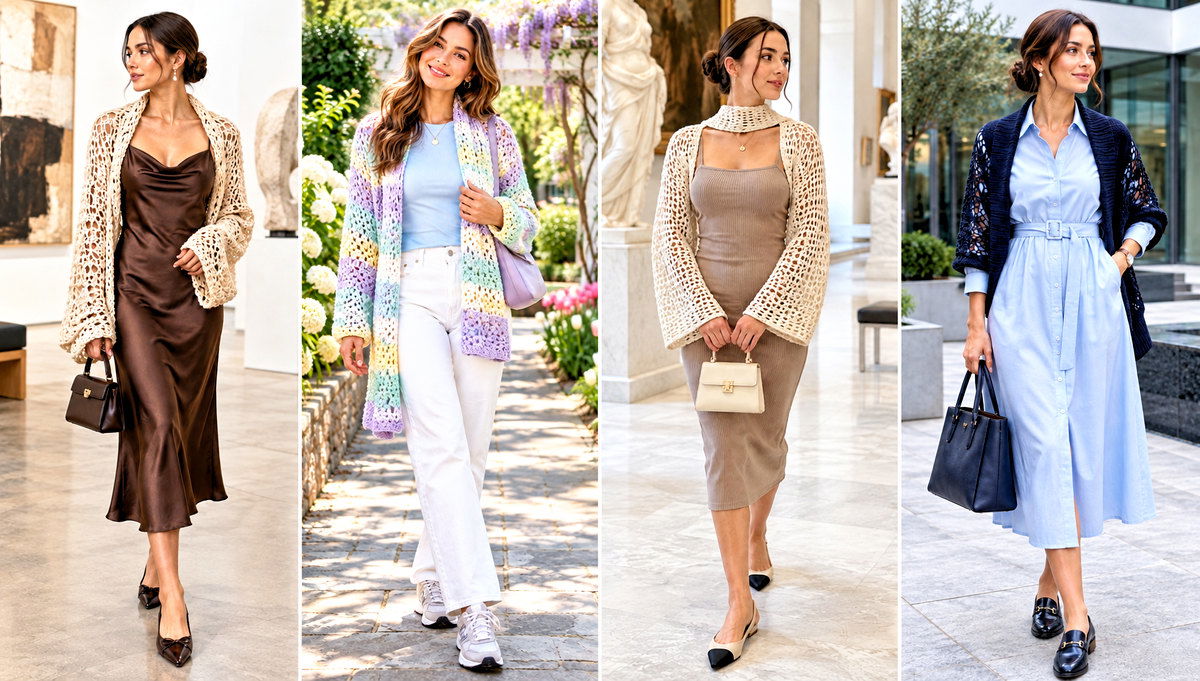 30 Crochet Sleeve Scarf Outfit Ideas for Cozy Layers