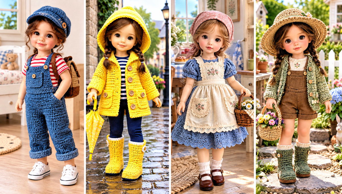 24 Crochet Small Doll Clothes and Outfit Ideas for Play