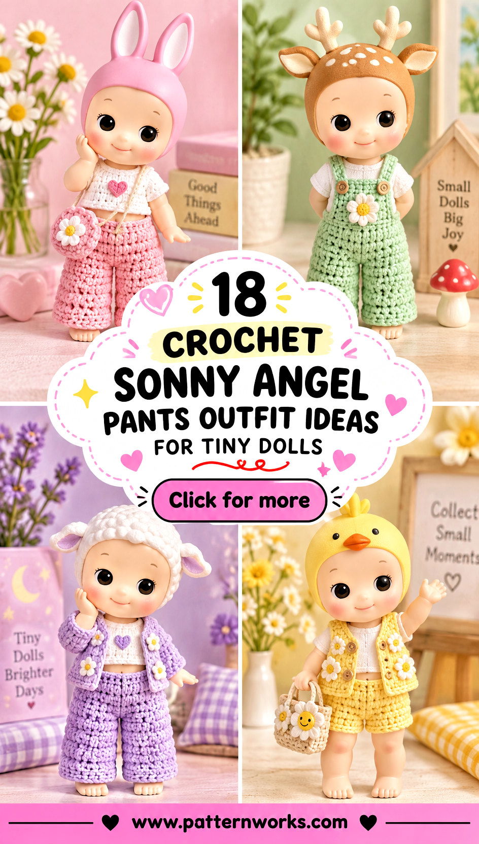 18 Crochet Sonny Angel Pants Outfit Ideas for Tiny Dolls - 18 Crochet Sonny Angel Pants Outfit Ideas for Tiny Dolls