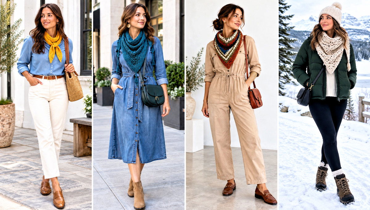 30 Crochet Sophie Scarf Outfit Ideas for Light Layers
