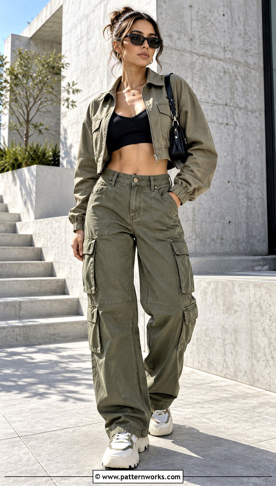 Crochet Sports Bra With Cargo Pants - 30 crochet sports bra outfit ideas