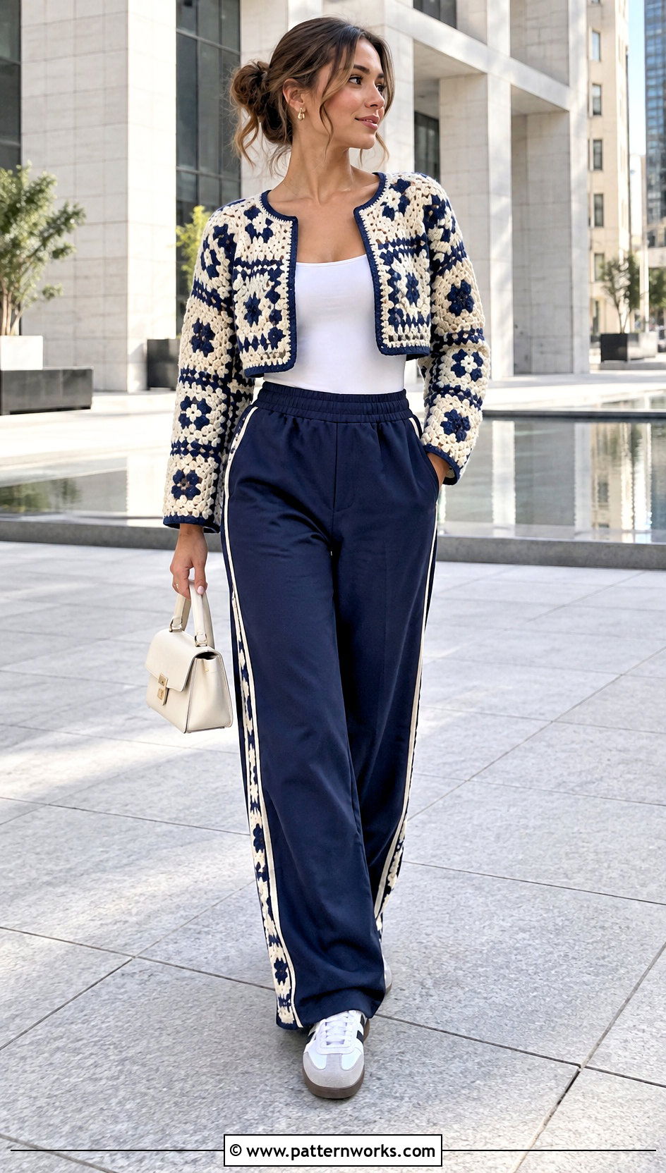Crochet Square Jacket With Track Pants - 30 crochet square jacket outfit ideas
