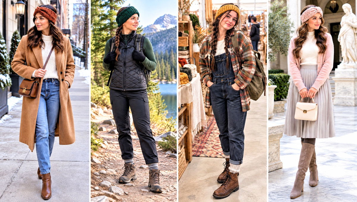 18 Crochet Star Stitch Ear Warmer Outfit Ideas with Coats