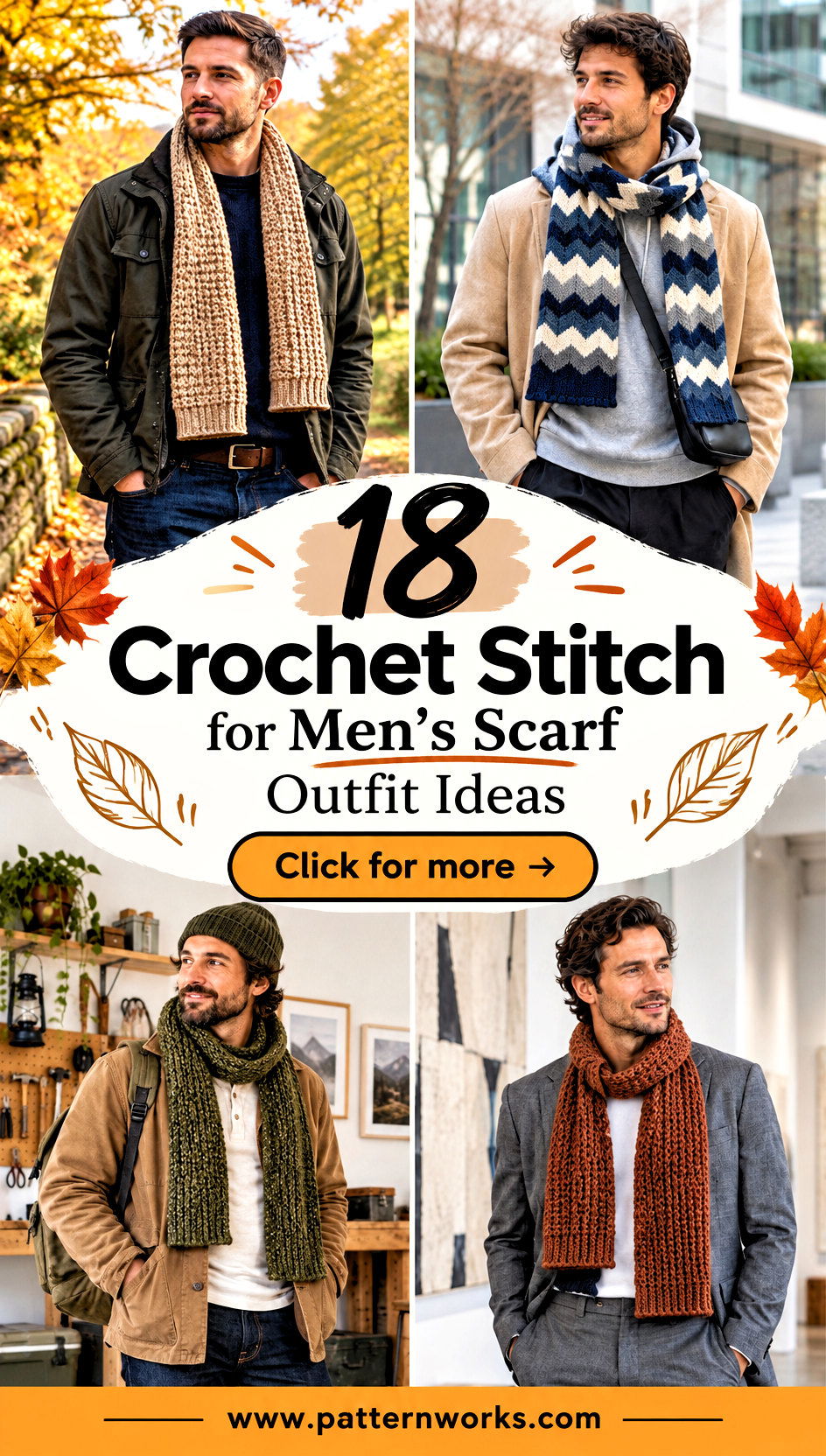 18 Crochet Stitch for Mens Scarf Outfit Ideas for Fall - 18 Crochet Stitch for Men's Scarf Outfit Ideas for Fall