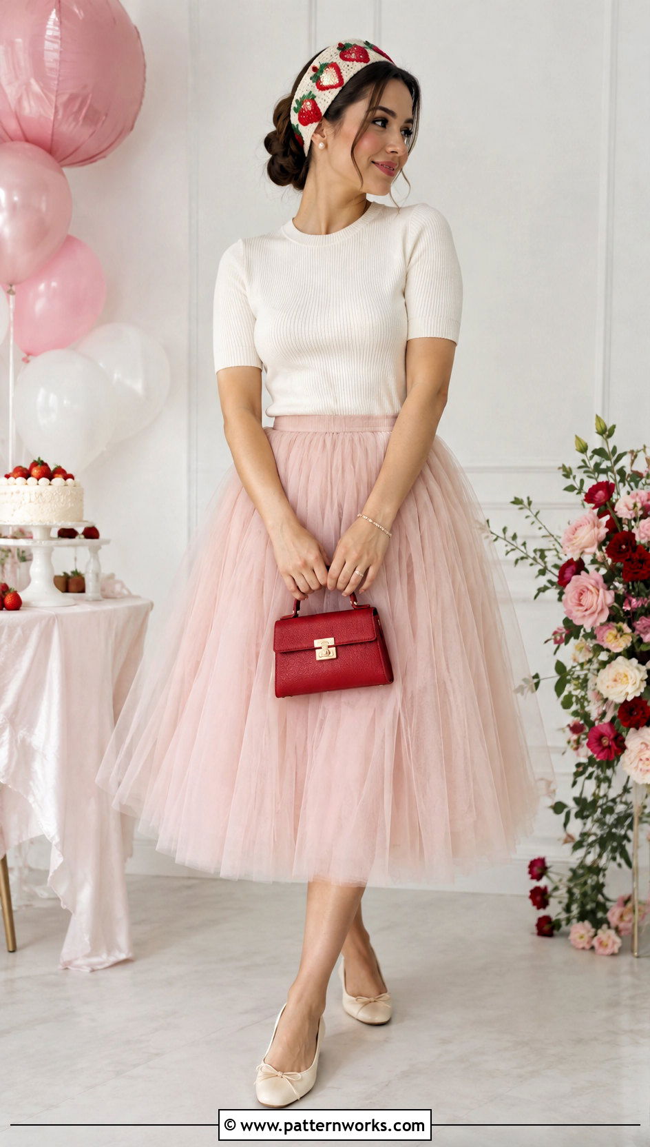 Crochet Strawberry Headband Outfit With Tulle Skirt - 30 Crochet Strawberry Headband outfit ideas