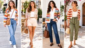 30 Crochet Striped Cardigan Outfit Ideas for Cool Mornings