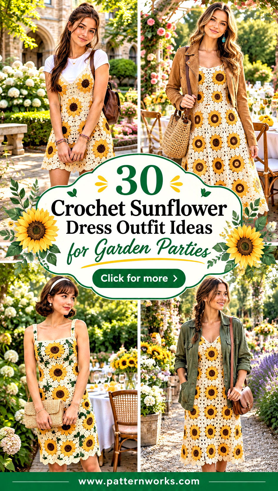 30 Crochet Sunflower Dress Outfit Ideas for Garden Parties - 30 Crochet Sunflower Dress Outfit Ideas for Garden Parties