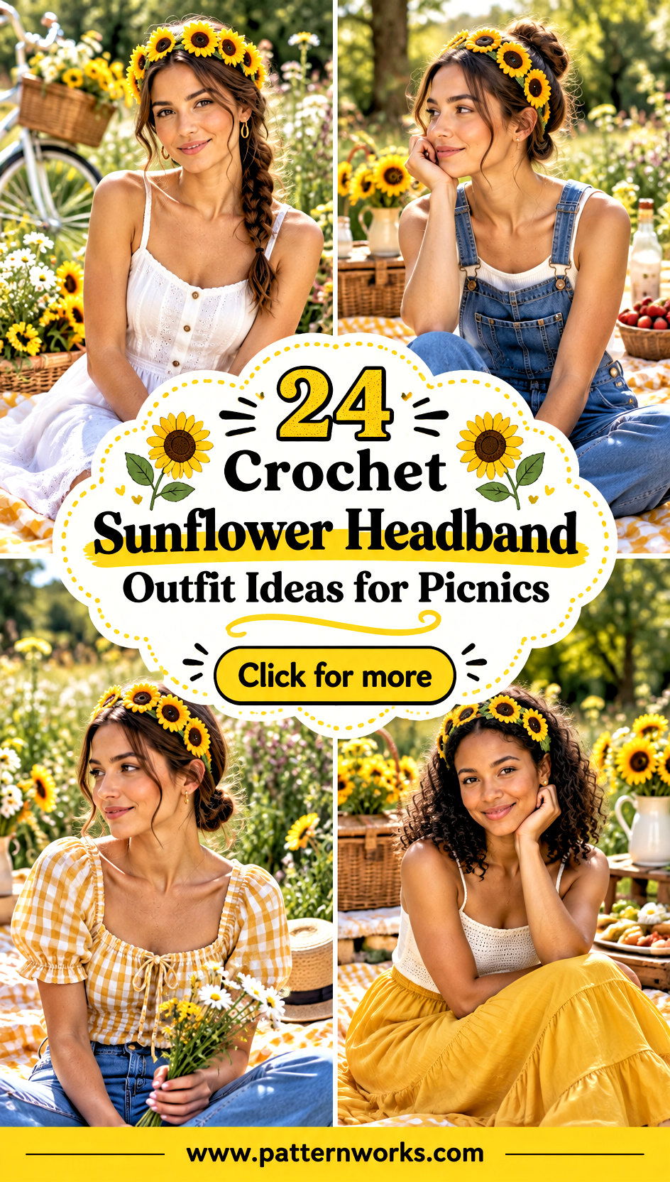 24 Crochet Sunflower Headband Outfit Ideas for Picnics - 24 Crochet Sunflower Headband Outfit Ideas for Picnics
