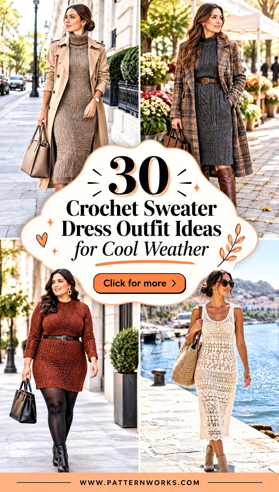 30 Crochet Sweater Dress Outfit Ideas for Cool Weather - 30 Crochet Sweater Dress Outfit Ideas for Cool Weather