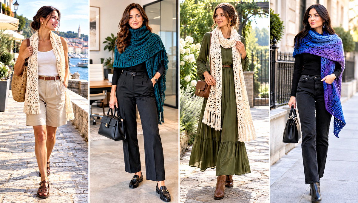 30 Crochet Sweater Scarf Outfit Ideas for Chilly Mornings