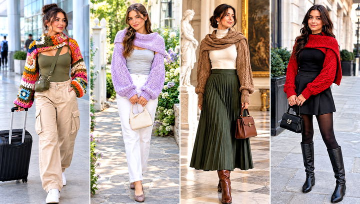 24 Crochet Sweater Scarf with Sleeves Outfit Ideas for Fall