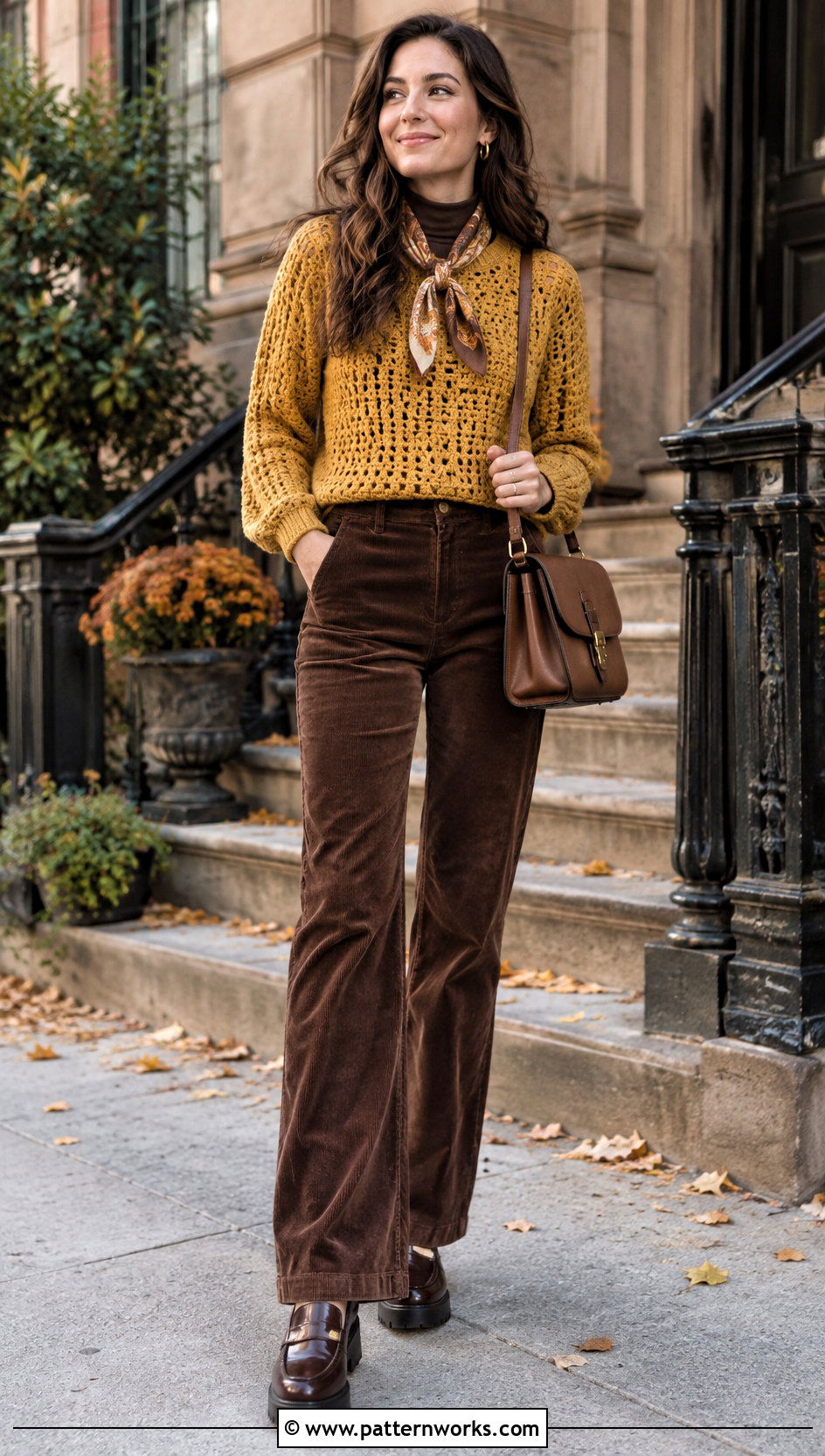 Crochet Sweater Top With Corduroy Pants - 30 boho crochet top outfit ideas