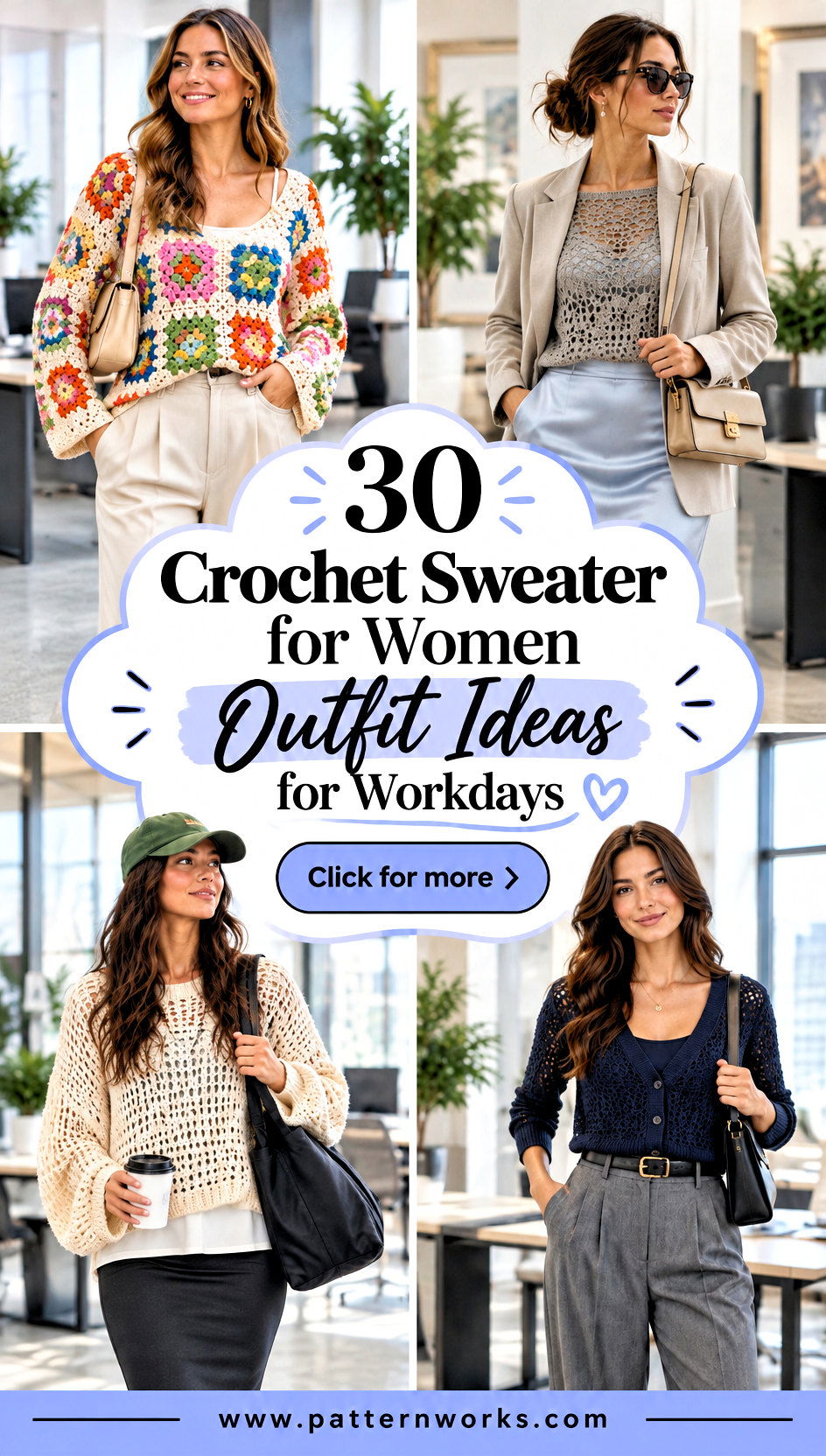 30 Crochet Sweater for Women Outfit Ideas for Workdays - 30 Crochet Sweater for Women Outfit Ideas for Workdays