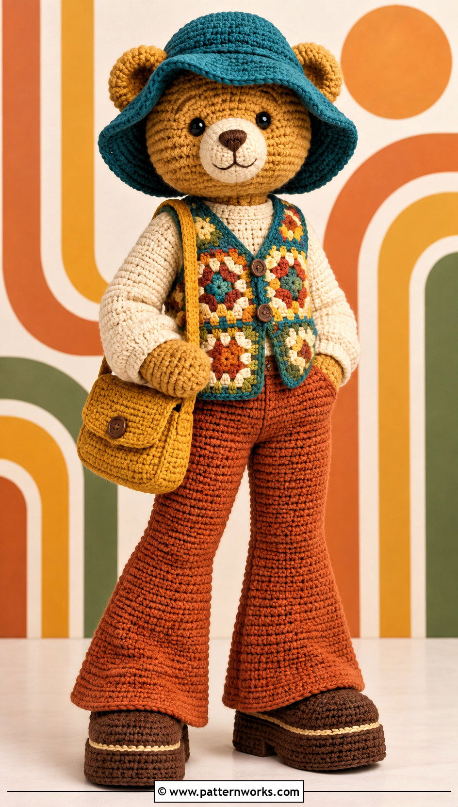 Crochet Teddy Retro Vest And Flared Trousers Outfit - 30 crochet teddy clothes and outfit ideas