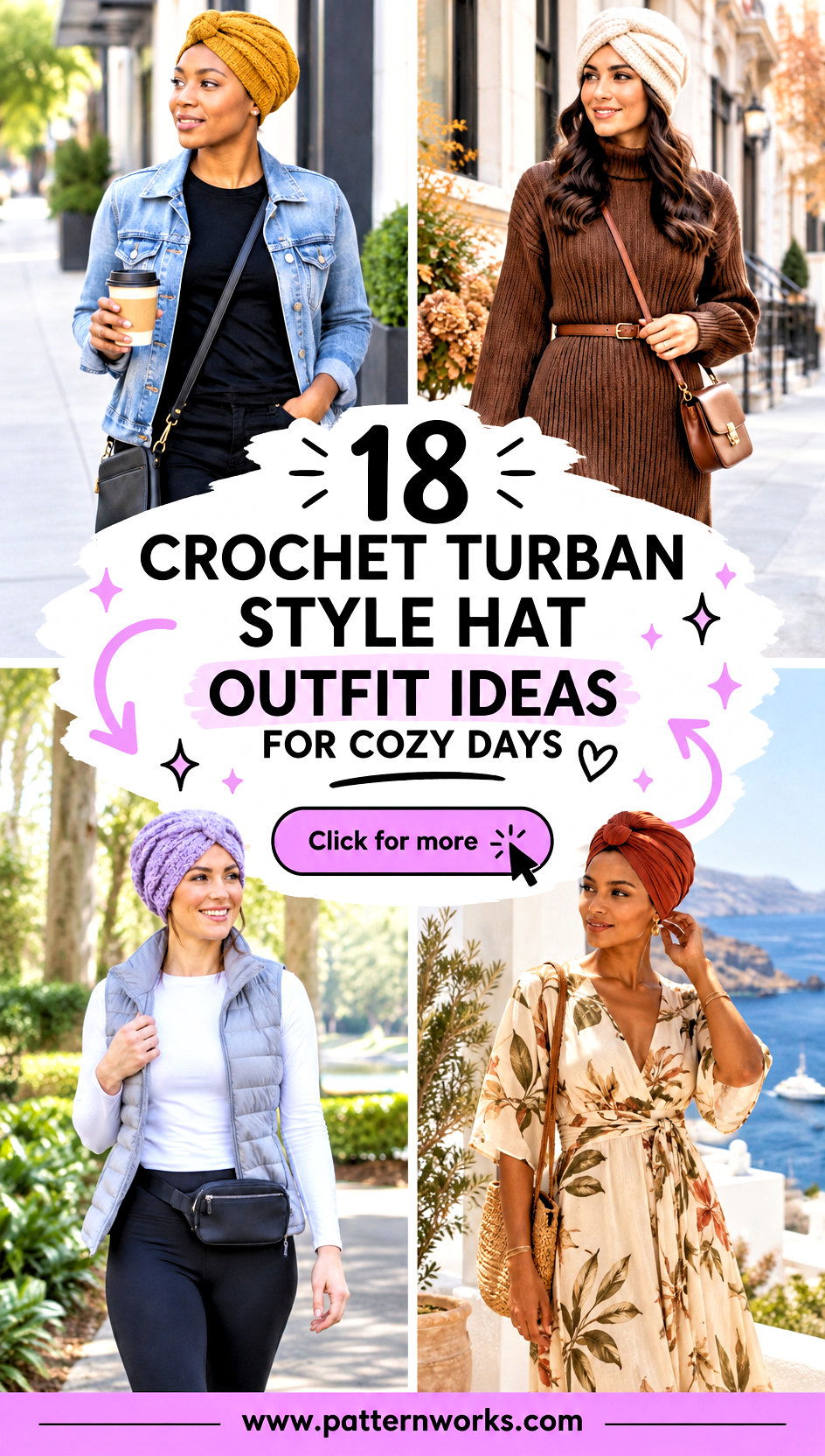18 Crochet Turban Style Hat Outfit Ideas for Cozy Days - 18 Crochet Turban Style Hat Outfit Ideas for Cozy Days