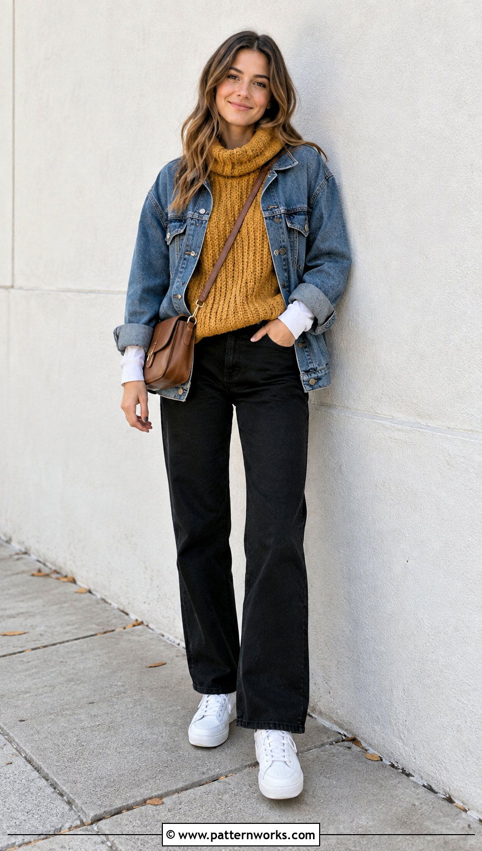 Crochet Turtleneck Hoodie With A Denim Jacket - 30 crochet turtleneck hoodie outfit ideas