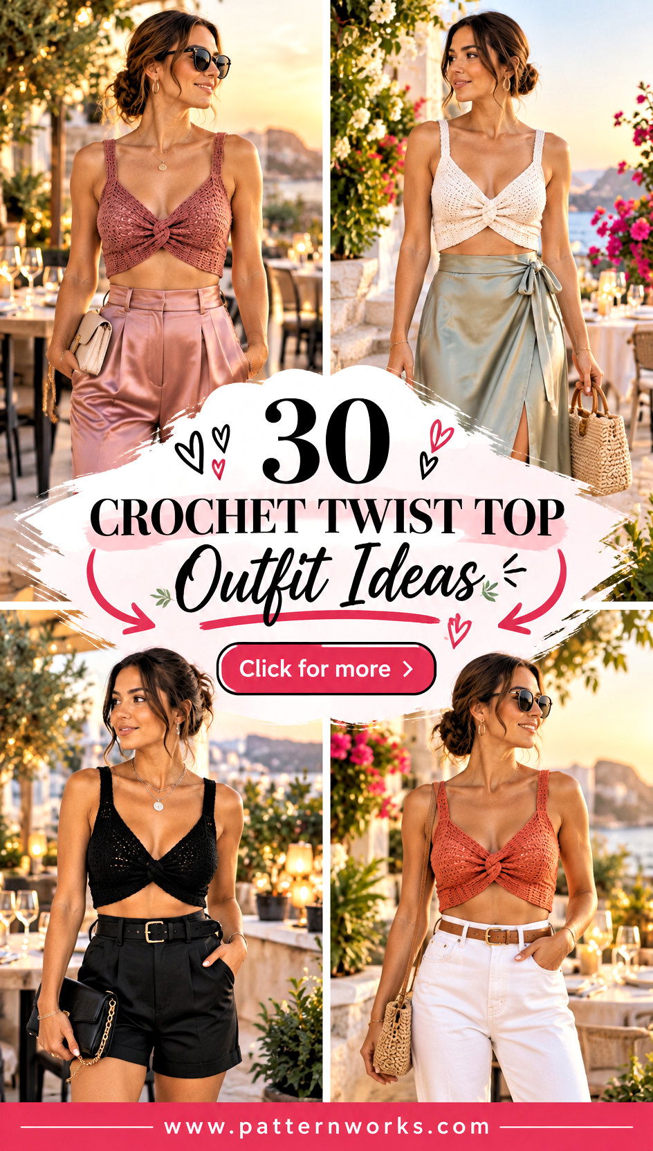 30 Crochet Twist Top Outfit Ideas for Summer Date Nights - 30 Crochet Twist Top Outfit Ideas for Summer Date Nights