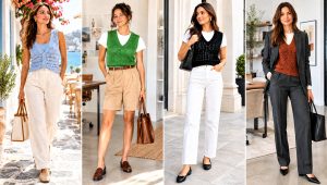 24 Crochet V Neck Sweater Vest Outfit Ideas for Preppy Days