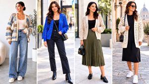 24 Crochet V Stitch Cardigan Outfit Ideas for Breezy Days