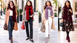 24 Crochet Velvet Scarf Outfit Ideas for Soft Winter Style