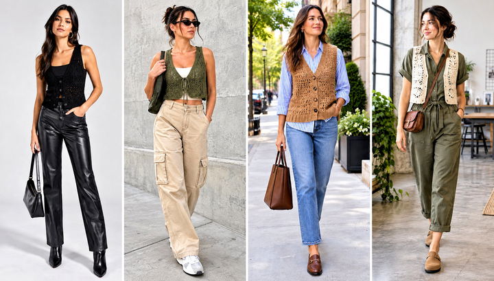 30 Crochet Vest Outfit Ideas for Women With Midi Skirts