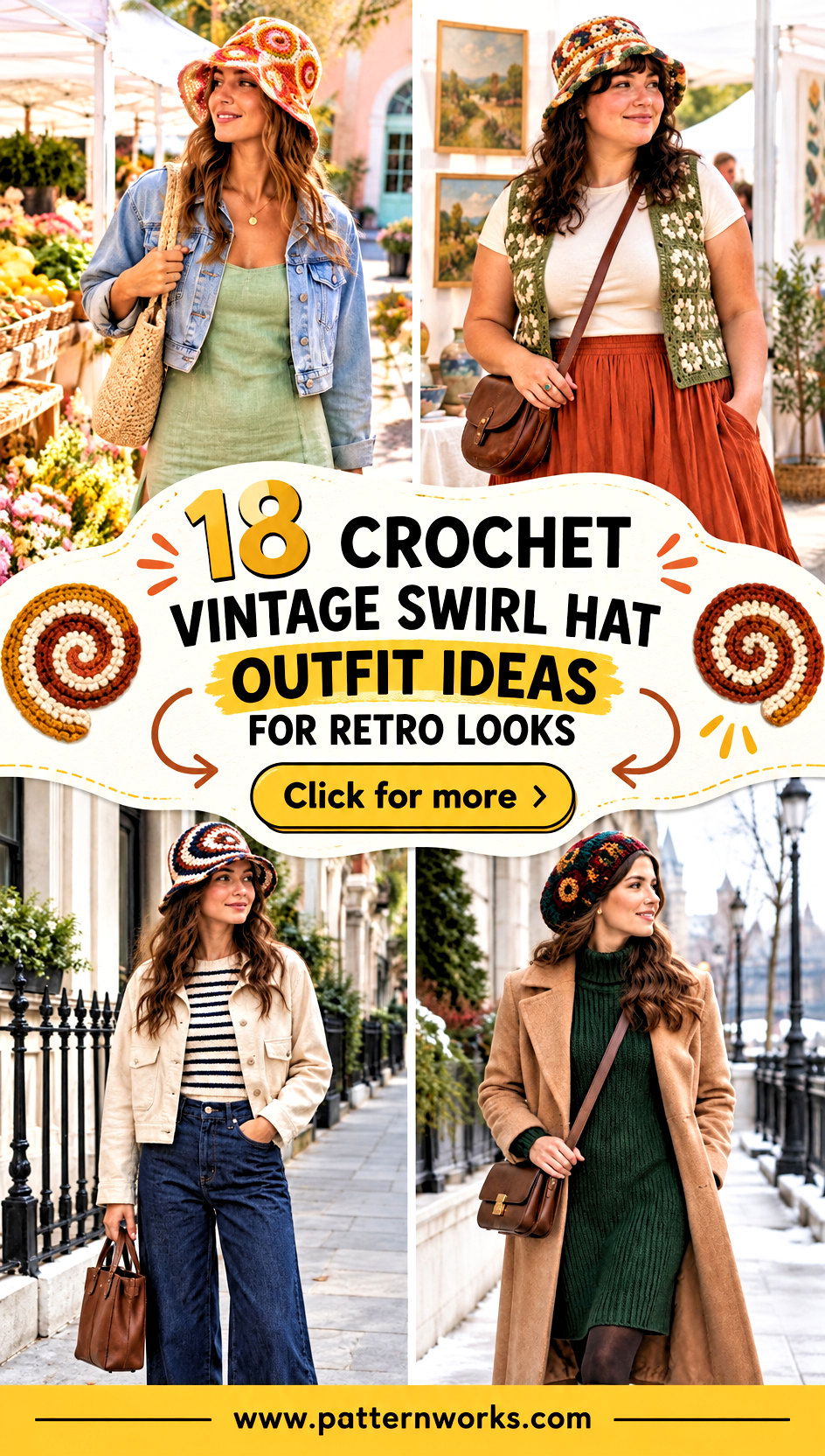 18 Crochet Vintage Swirl Hat Outfit Ideas for Retro Looks - 18 Crochet Vintage Swirl Hat Outfit Ideas for Retro Looks