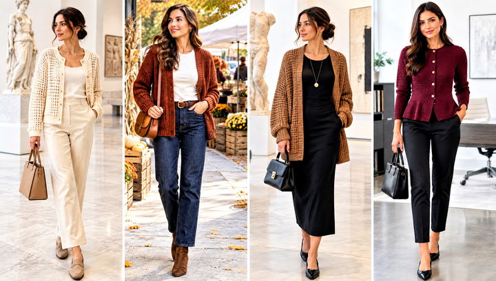 24 Crochet Waffle Stitch Cardigan Outfit Ideas for Fall
