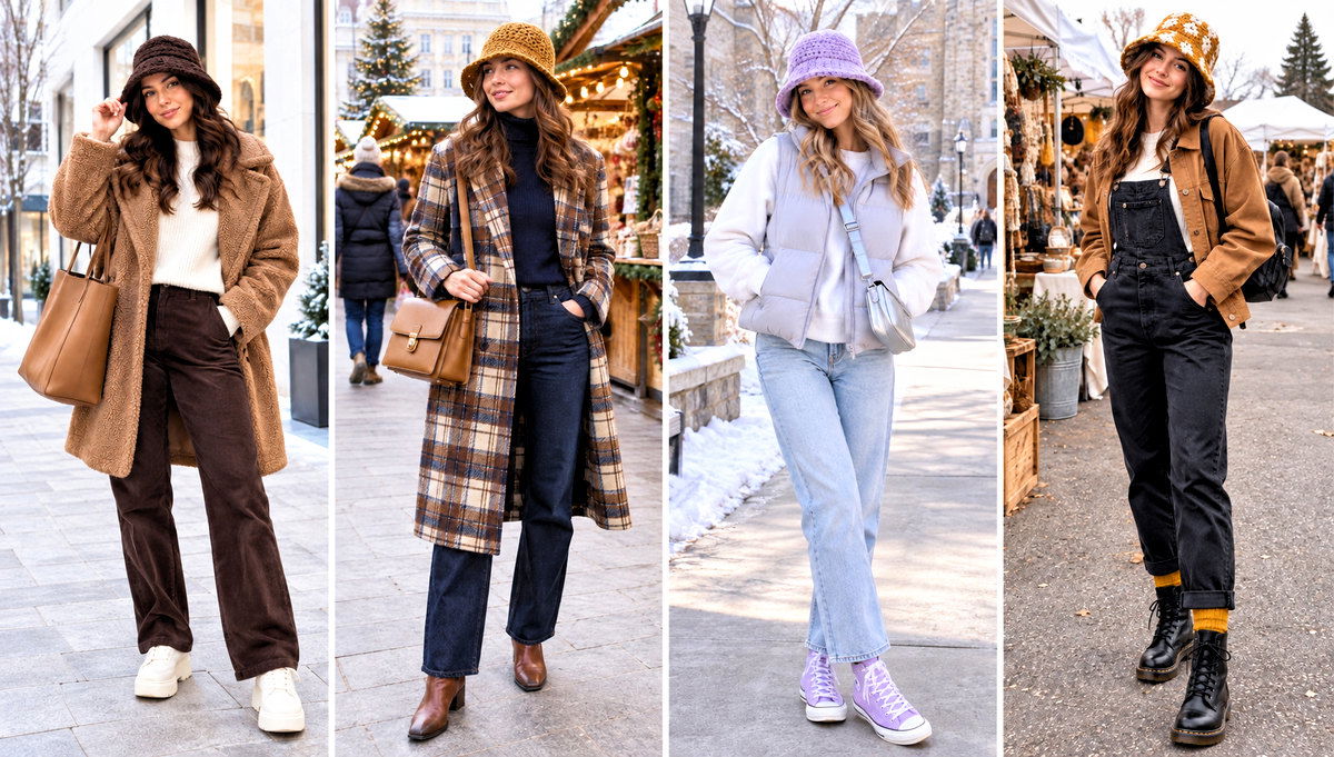 30 Crochet Winter Bucket Hat Outfit Ideas for Chilly Days