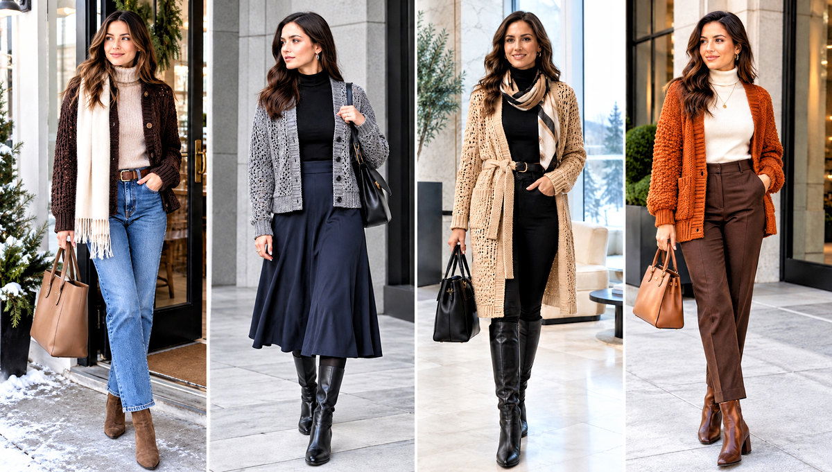 24 Crochet Winter Cardigan Outfit Ideas for Cozy Layering