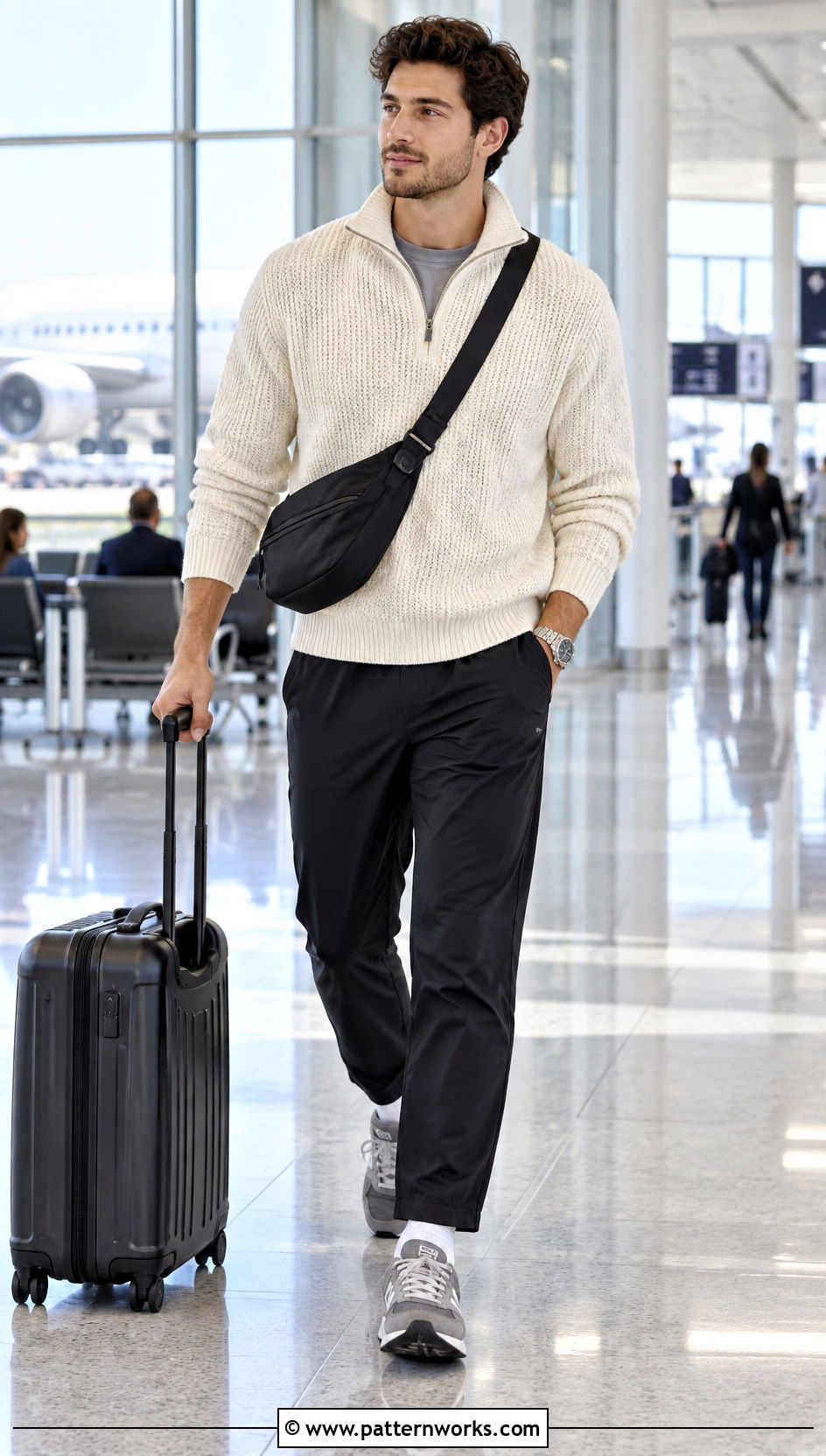 Crochet Zip Sweater With Track Pants - 30 mens crochet sweater outfit ideas