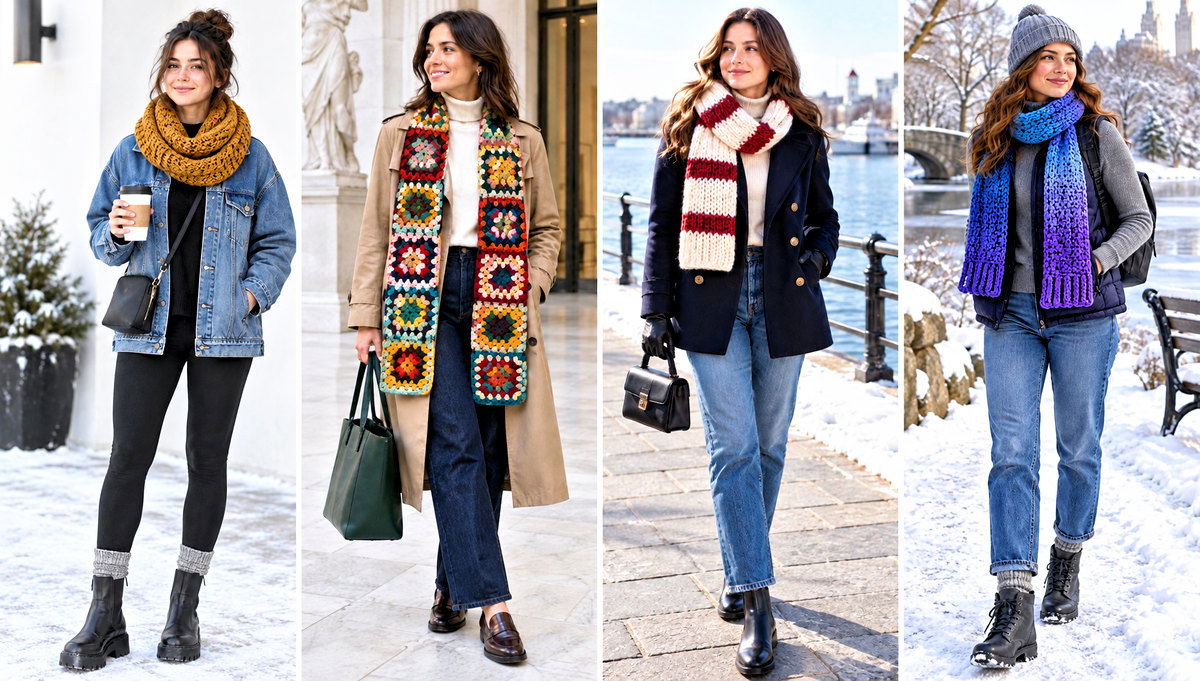 18 Crochet for Scarves Using Bulky Yarn Outfit Ideas