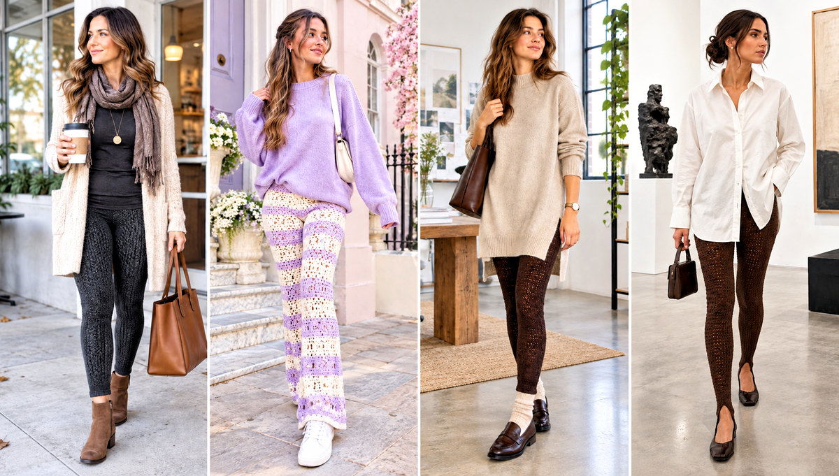 24 Crocheted Leggings Outfit Ideas for Lounge Days