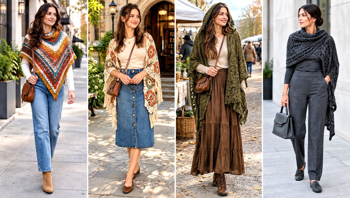 18 Crocheted Shawl Outfit Ideas for Evening Elegance