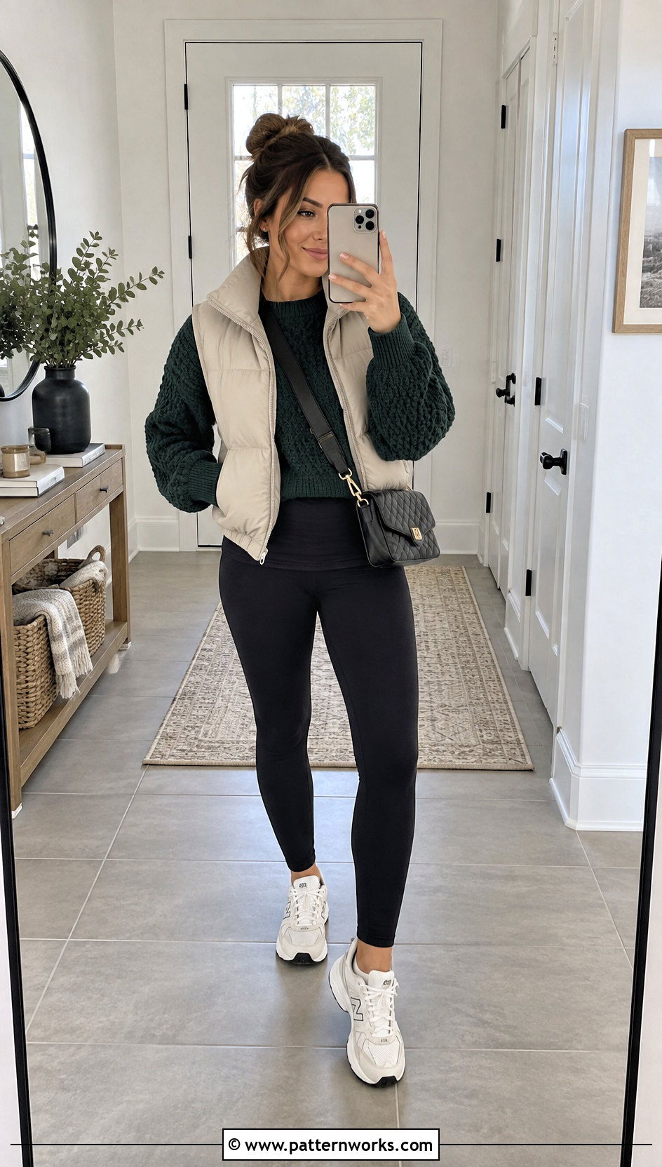Cropped Alpine Stitch Sweater Outfit With High Waisted Leggings - 24 crochet alpine stitch sweater outfit ideas