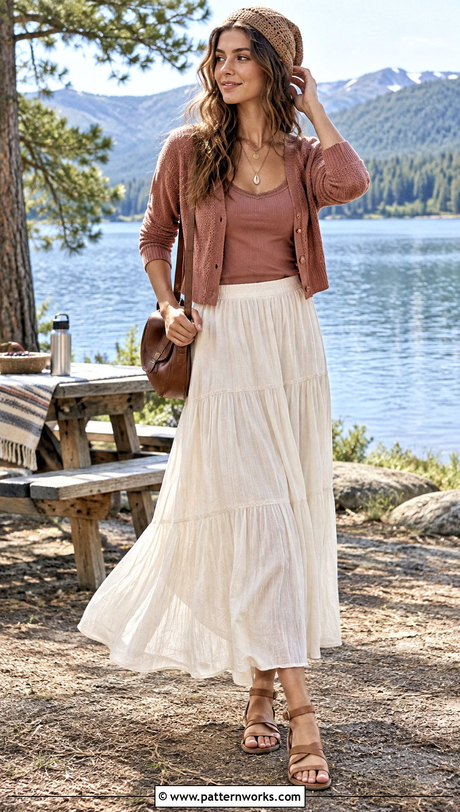 Cropped Cardigan And Maxi Skirt Crochet Beanie Outfit - 24 lakeside crochet beanie outfit ideas