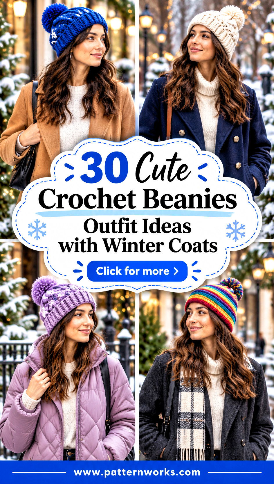 30 Cute Crochet Beanies Outfit Ideas with Winter Coats - 30 Cute Crochet Beanies Outfit Ideas with Winter Coats