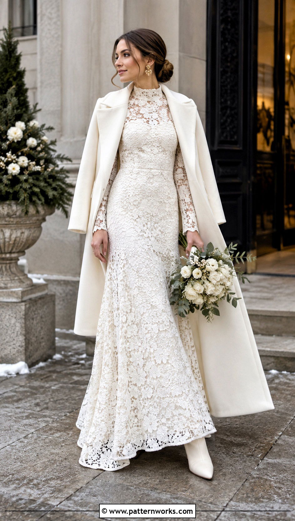 DIY Crochet Long Sleeve Wedding Dress With Boots - 30 diy crochet wedding dress outfit ideas